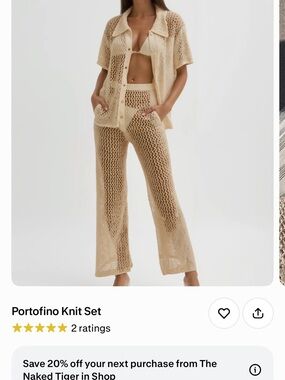 Portofino Knit Crochet Coverup Set - Cream